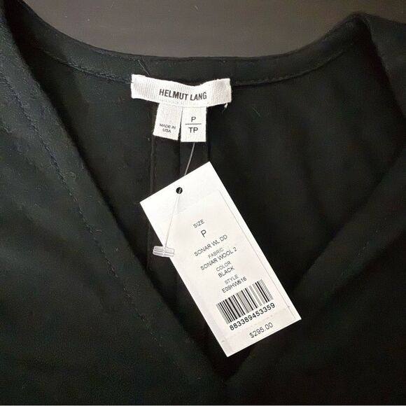 Helmut Lang Sonar Dress Sz XS Petite Black Wool V Neck Minimalist Event Feminine - Picture 8 of 13